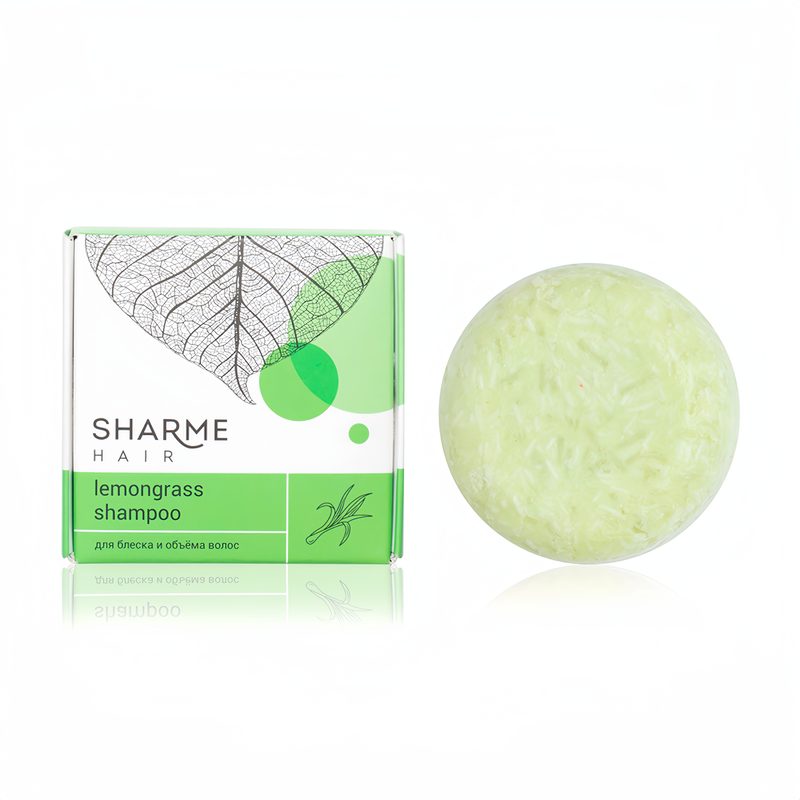 Натуральный твердый шампунь Sharme Hair Lemongrass с ароматом лемонграсса для тусклых волос
